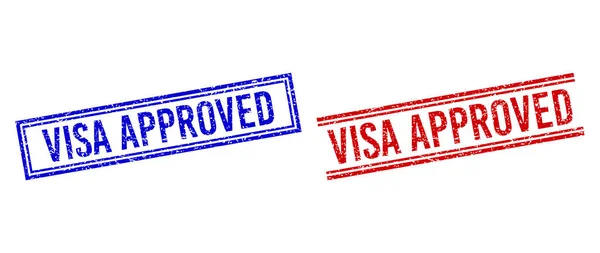 Σφραγίδα με χαραγμένη υφή VISA εγκεκριμένη με διπλές γραμμές — Διανυσματικό Αρχείο