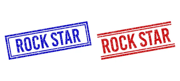 Gescheurde geweven ROCK STAR stempelzegels met dubbele lijnen — Stockvector
