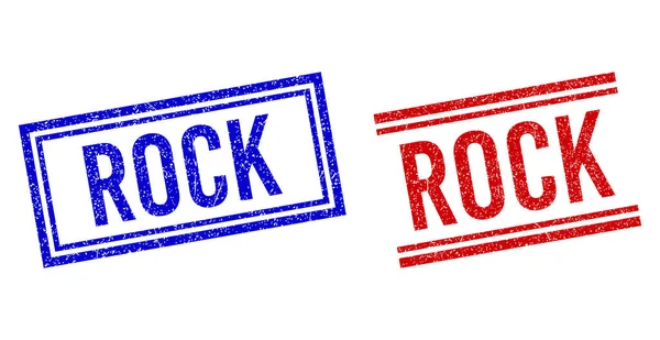 Distress gestructureerde ROCK stempels met dubbele lijnen — Stockvector