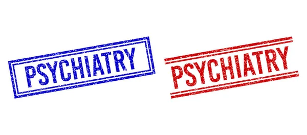 Selo texturizado riscado PSYCHIATRY com linhas duplas —  Vetores de Stock