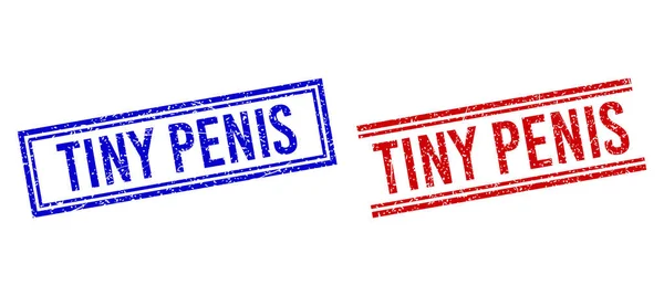 Rubber Textured TINY PENIS Stamps with Double Lines — ストックベクタ