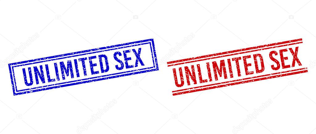 Grunge Textured UNLIMITED SEX Stamp Seals with Double Lines