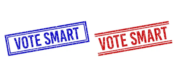 Selo VOTE SMART texturizado com linhas duplas — Vetor de Stock