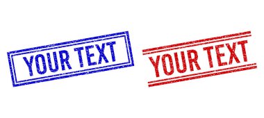 Çizilmiş Desenli Çift Çizgili TEXT Damga Mühürleri