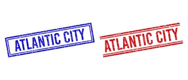 Grunge desenli ATLANTIC Şehir Mührü Çift Çizgili