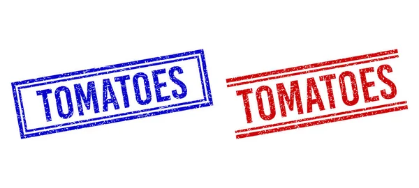 Zadrapania teksturowane TOMATOES pieczęć z podwójnymi liniami — Wektor stockowy