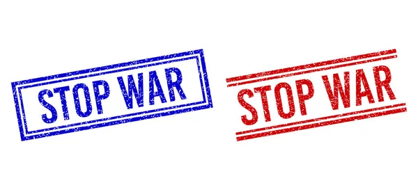 Poškrábaná texturovaná STOP válečná pečeť s dvojitými liniemi — Stockový vektor