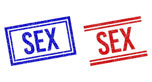 Grunge Textured SEX Seal met dubbele lijnen — Stockvector