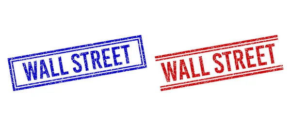 Scratched Textured WALL STREET Seal with Double Lines — Stok Vektör