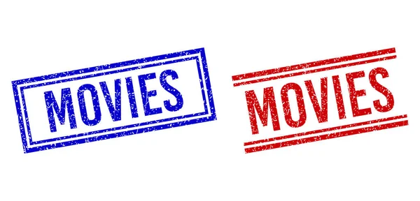 Gumi texturált MOVIES tömítés dupla vonalakkal — Stock Vector