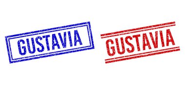 Grunge Textured GUSTAVIA Stamp Seals with Double Lines