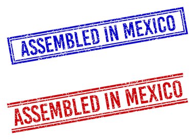 Grunge Textured ASSEMBLED IN MEXICO Seal with Double Lines