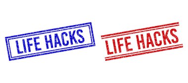 Rubber Textured LIFE HACKS Stamps with Double Lines