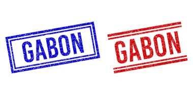 Rubber Textured GABON Stamps with Double Lines