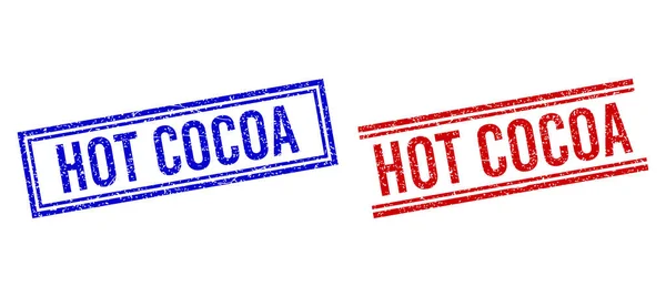 Selo texturizado angustiado do COCOA do HOT com linhas dobro —  Vetores de Stock