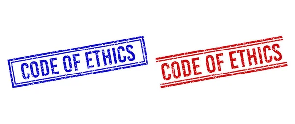 Scratched Textured CODE OF ETHICS Stamp Seals with Double Lines — Διανυσματικό Αρχείο