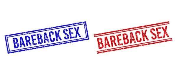 Scratched Textured BAREBACK SEX Stamp Seals with Double Lines — Stok Vektör