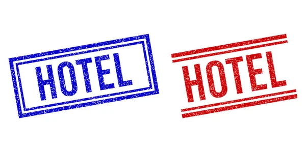 Grunge texturált HOTEL bélyegző tömítések dupla vonalakkal — Stock Vector