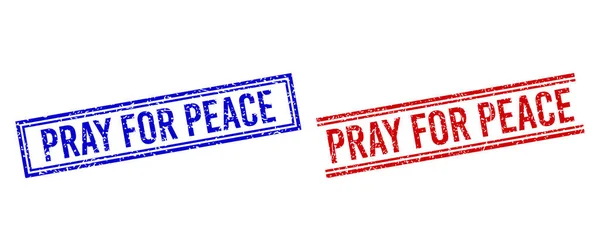 Grunge Texturiertes Gebet für Friedensstempel mit doppelten Linien — Stockvektor