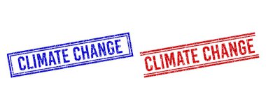 Scratched Textured CLIMATE CHANGE Stamps with Double Lines