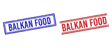 Grunge Textured BALKAN FOOD Stamp Seals with Double Lines