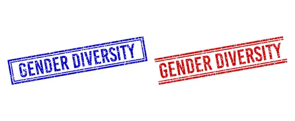 Scratched Textured GENDER DIVERSITY Stamps with Double Lines - Stok Vektor