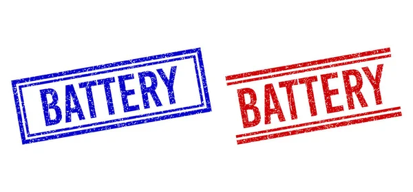 Distress Structured BATTERY Stempels met dubbele lijnen — Stockvector