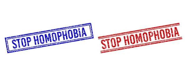 Grunge Textured STOP HOMOPHOBIA Stampds with Double Lines — 스톡 벡터