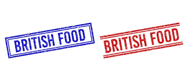 Grunge strutturato BRITISH FOOD Francobolli con doppie linee — Vettoriale Stock