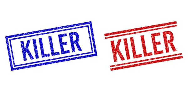 Selos KILLER texturizados de estresse com linhas duplas —  Vetores de Stock