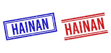 Grunge desenli HAINAN Çift Çizgili Damga Mührü