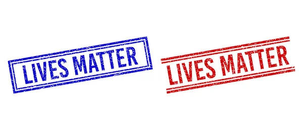 Distress Textured LIVES MATTER Stamp Seals with Double Lines — Stock Vector