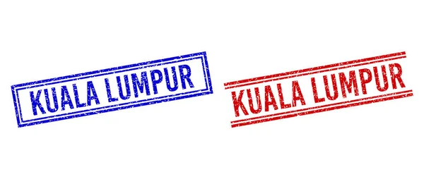 Grunge Timbres texturés KUALA LUMPUR avec lignes doubles — Image vectorielle