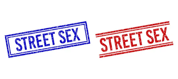 Distress Textured STREET SEX Sello con líneas dobles — Vector de stock