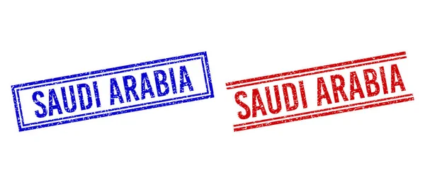 Selos de carimbo SAUDI ARABIA texturizados de borracha com linhas duplas — Vetor de Stock
