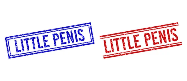 Grunge Textured LITTLE PENIS Stamps with Double Lines — Vector de stock