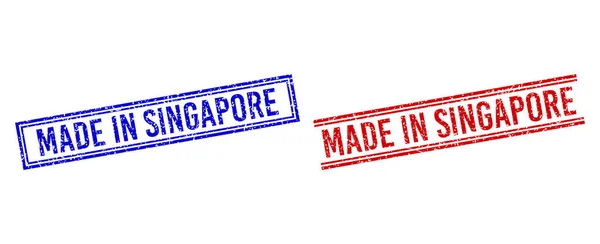 Тяжкі текстури у поштових марках SINGAPORE з подвійними лініями — стоковий вектор