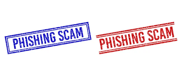 Çizilmiş Kalıplı PHISHING SCAM Çift Çizgili Mühür — Stok Vektör