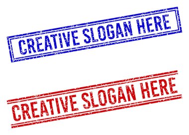 Lastik desenli, yaratıcı SLOGAN Burada Çift Çizgili Damgalar