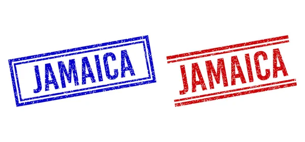 Grunge gestructureerde JAMAICA Seal met dubbele lijnen — Stockvector