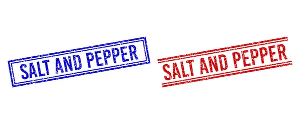 Zerkratzte Texturierte Salz- und PEPPER-Briefmarken mit doppelten Linien — Stockvektor