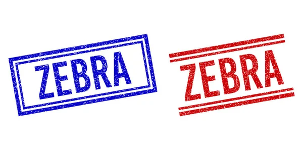 Selos ZEBRA texturizados Grunge com linhas duplas —  Vetores de Stock
