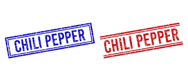 Sellos de PEPPER CHILI con textura rayada con líneas dobles — Vector de stock