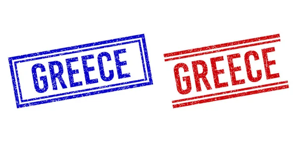 Zerkratzte Texturierte GRIECHENLAND Dichtung mit doppelten Linien — Stockvektor