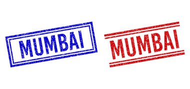 Çift Çizgili Grunge desenli MUMBAI Mührü