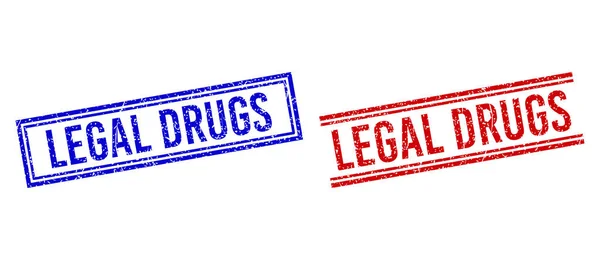 Texturierte LEGAL DRUGS Stempeldichtungen aus Gummi mit doppelten Linien — Stockvektor