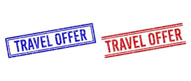 Grunge desenli TRAVEL Çift Çizgili Mühür