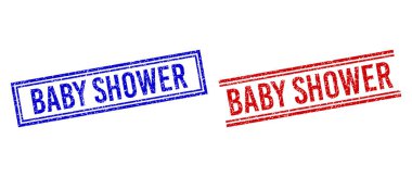 Grunge Dokulu Bebek Duş Damgaları Çift Çizgili