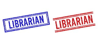 Çift Çizgili Grunge desenli Libraryan Mührü