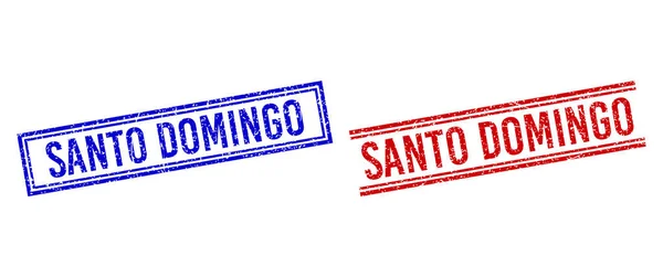 Sellos de sello con textura rayada SANTO DOMINGO con líneas dobles — Vector de stock